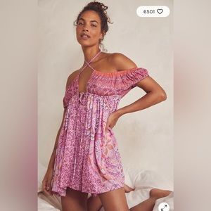 🆕 Free People Bali Mariposa mini slip in coral combo size Xsmall